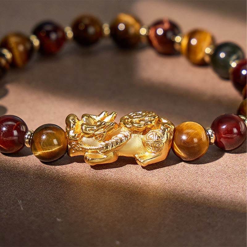 FuAttract Power Wealth & Protection Tri-Color Tiger's Eye Pixiu Bracelet  - image 6