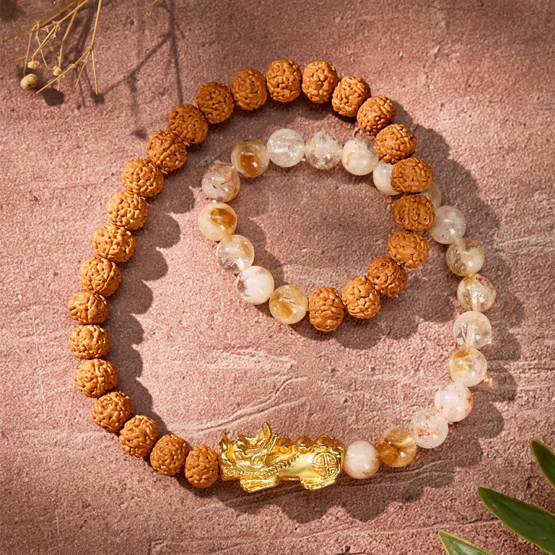 FuAttract Clarity & Spiritual Alignment Citrine Pyramid Bodhi Seed Pixiu Bracelet - image 2