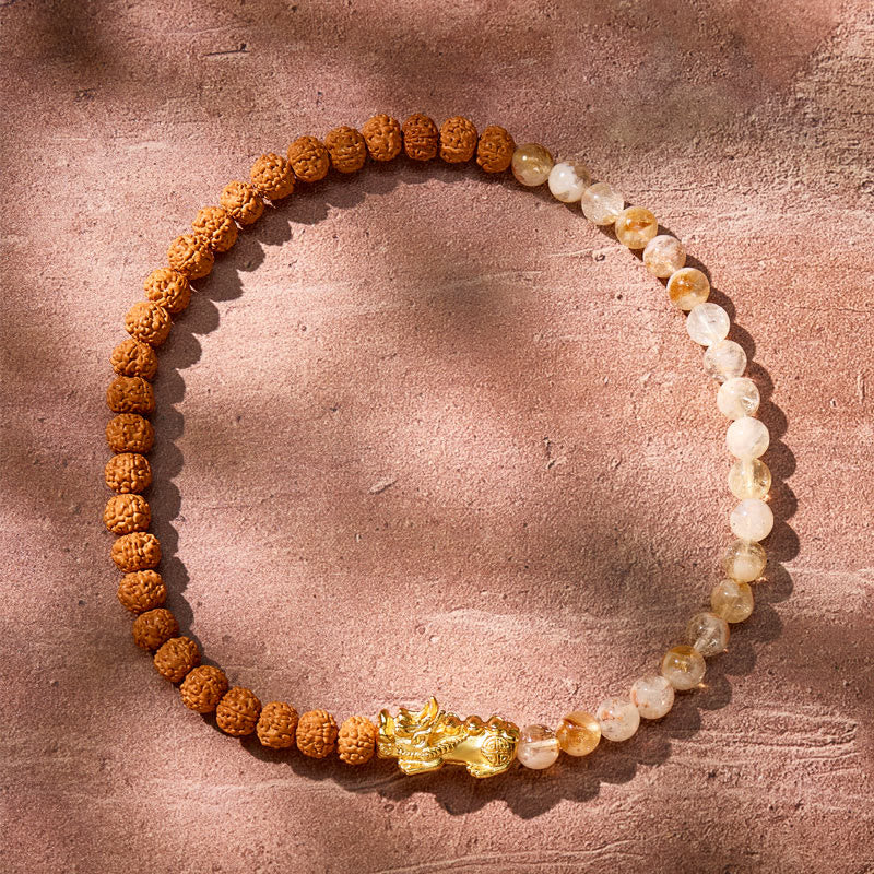 FuAttract Clarity & Spiritual Alignment Citrine Pyramid Bodhi Seed Pixiu Bracelet - image 3