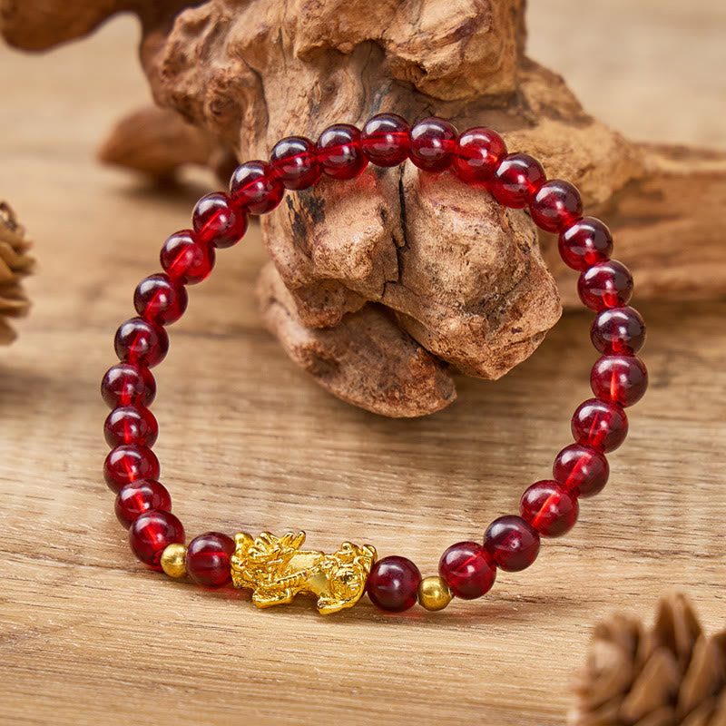 FuAttract Inner Strength Vitality & Wealth Flow – Garnet Pixiu Energy Bracelet - image 2