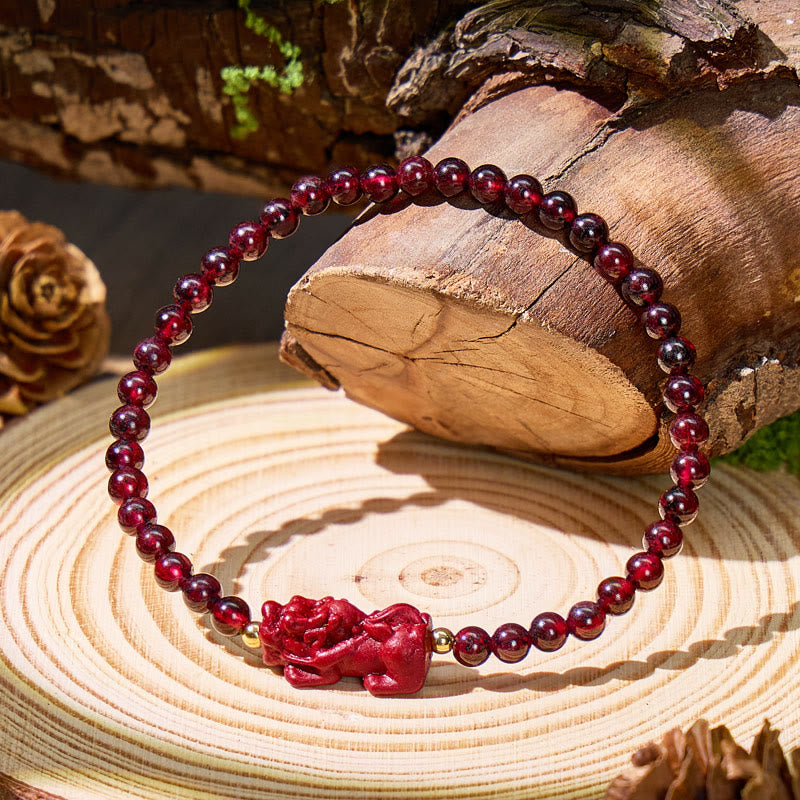 FuAttract Vitality & Prosperity Energy Enhance Garnet Purple Clay Pixiu Bracelet - image 2