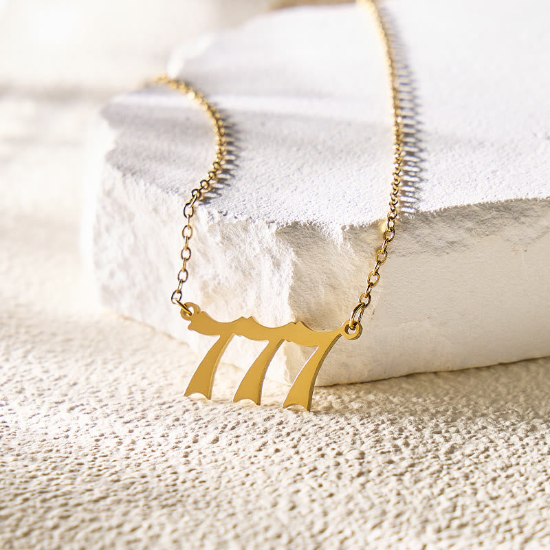 FuAttract Destiny Guidance Intuition Stainless Steel Angel Numbers Necklace - Gold - 777 - image 0