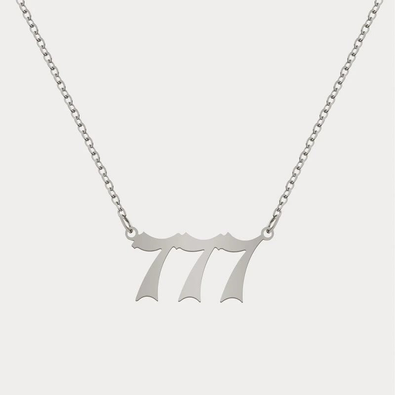 FuAttract Destiny Guidance Intuition Stainless Steel Angel Numbers Necklace - Silver - 777 - image 1