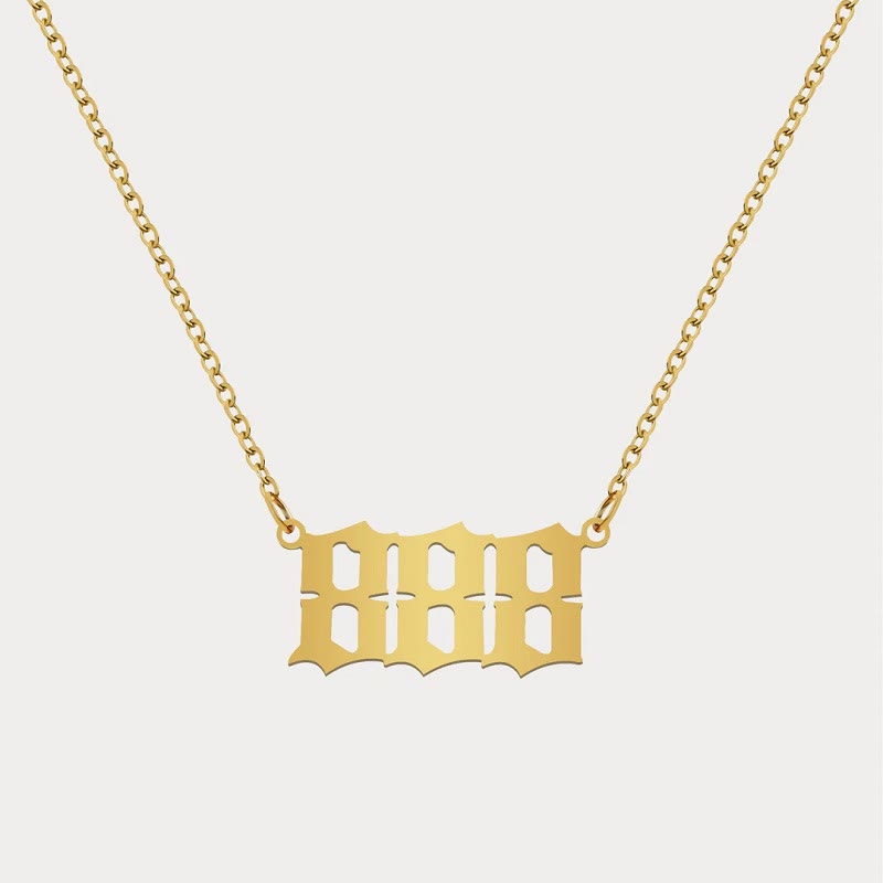 FuAttract Destiny Guidance Intuition Stainless Steel Angel Numbers Necklace - Gold - 888 - image 24