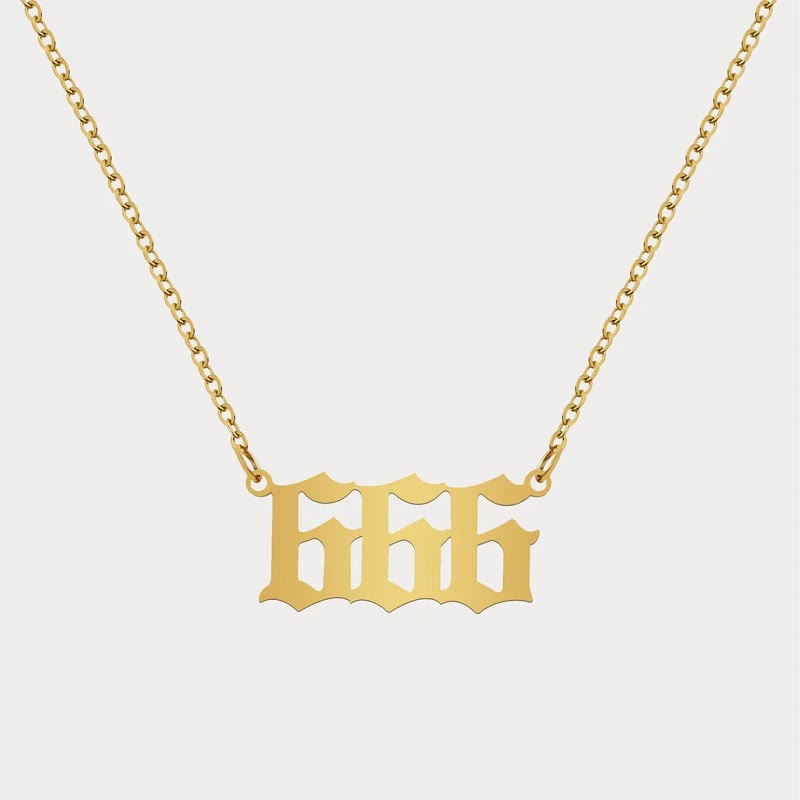 FuAttract Destiny Guidance Intuition Stainless Steel Angel Numbers Necklace - Gold - 666 - image 22