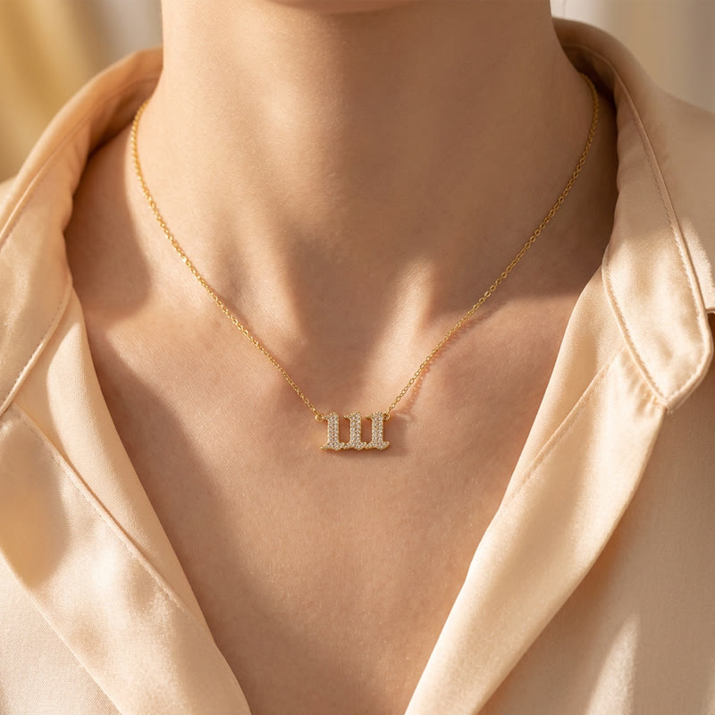FuAttract Destiny Guidance Zircon Sparkle & Brass Strength Angel Numbers Necklace - image 3