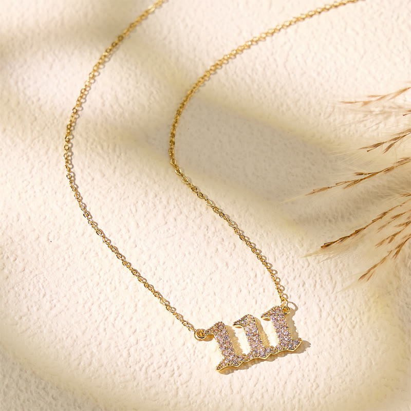 FuAttract Destiny Guidance Zircon Sparkle & Brass Strength Angel Numbers Necklace - image 5