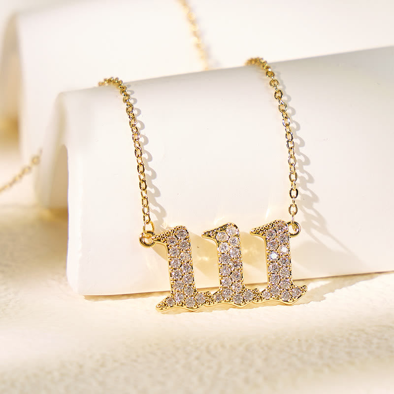 FuAttract Destiny Guidance Zircon Sparkle & Brass Strength Angel Numbers Necklace - 111 - image 0