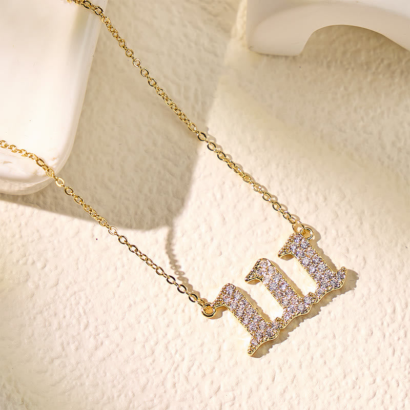 FuAttract Destiny Guidance Zircon Sparkle & Brass Strength Angel Numbers Necklace - image 2