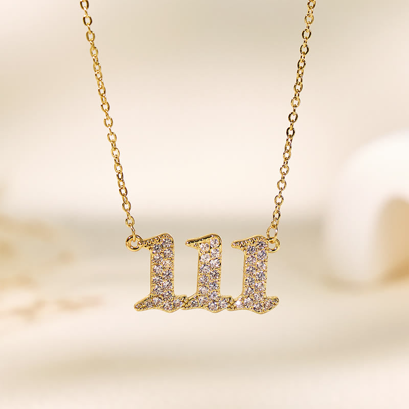 FuAttract Destiny Guidance Zircon Sparkle & Brass Strength Angel Numbers Necklace - image 1