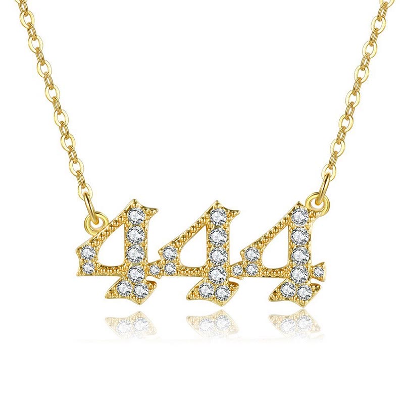 FuAttract Destiny Guidance Zircon Sparkle & Brass Strength Angel Numbers Necklace - 444 - image 11