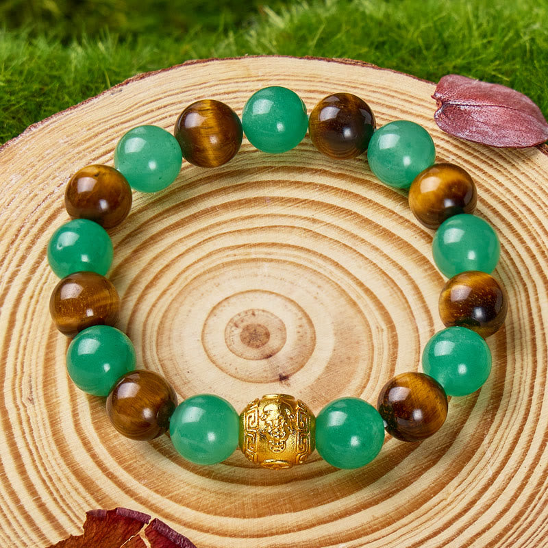 FuAttract Luck Courage & Prosperity Flow – Green Aventurine Tiger's Eye Pixiu Bracelet - image 5