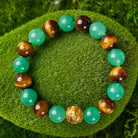 FuAttract Luck Courage & Prosperity Flow – Green Aventurine Tiger's Eye Pixiu Bracelet - image 1