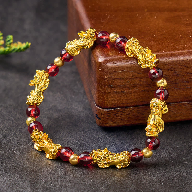 FuAttract Vitality Prosperity Wealth Attraction & Protection Garnet Pixiu Bracelet - Pixiu - image 0