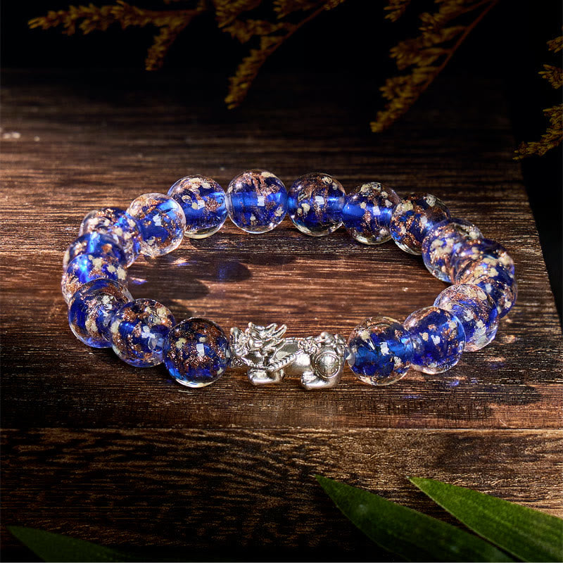 FuAttract Clarity Balance Radiance & Wealth Flow Silver Pixiu Glaze Bracelet - Royal Blue - image 0
