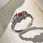 FuAttract Courage Prosperity Protection Silver South Red Agate Pixiu Adjustable Ring - image 1