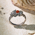 FuAttract Courage Prosperity Protection Silver South Red Agate Pixiu Adjustable Ring - image 2