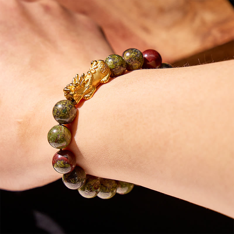 FuAttract Vitality & Protection Luck Flow Dragon Blood Jasper Pixiu Bracelet - image 3