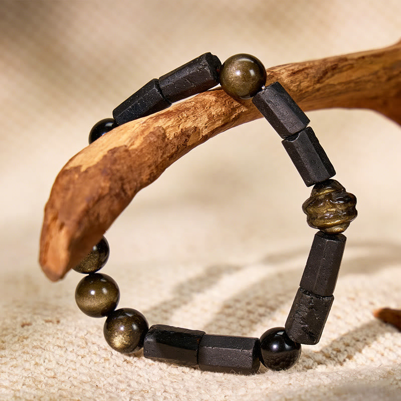 FuAttract Protection & Balance Golden Obsidian Tourmaline Chinese Zodiac Bracelet - image 2