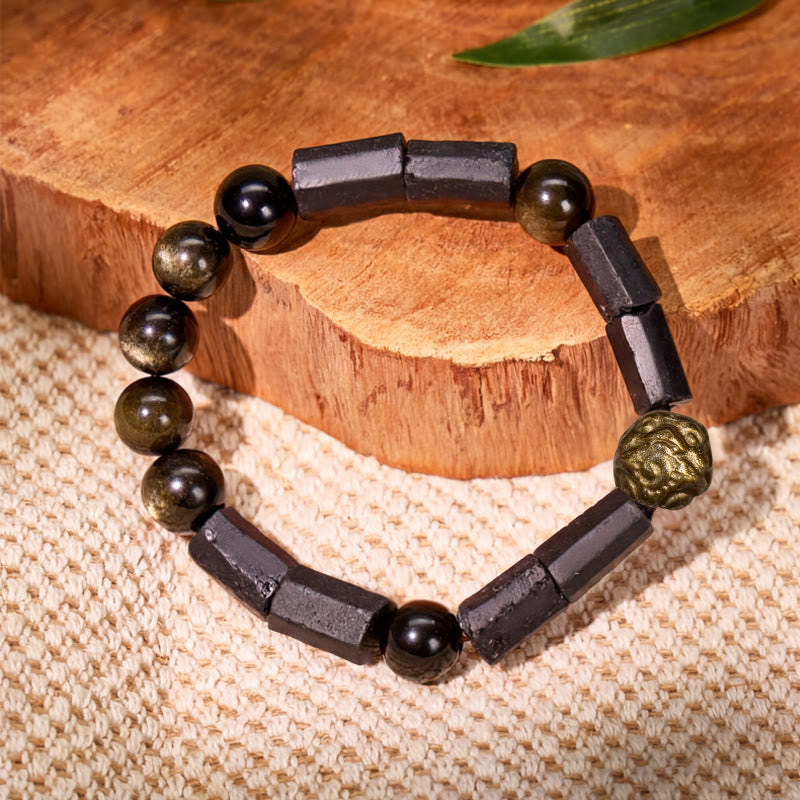 FuAttract Protection & Balance Golden Obsidian Tourmaline Chinese Zodiac Bracelet - Rat - image 9