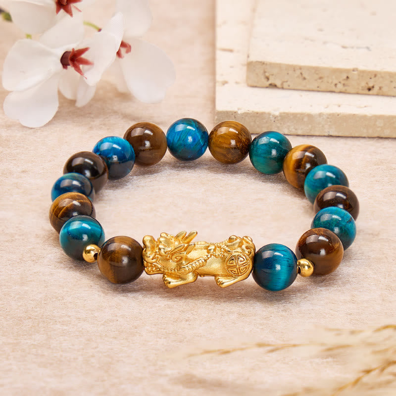 FuAttract Courage & Focus Tiger's Eye Pixiu Bracelet for Clarity and Wealth Flow Protection - 10mm - image 0
