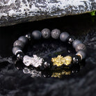 FuAttract Balance Protection & Grounding Black Onyx Obsidian Lava Rock Pixiu Bracelet  - 10mm - image 0