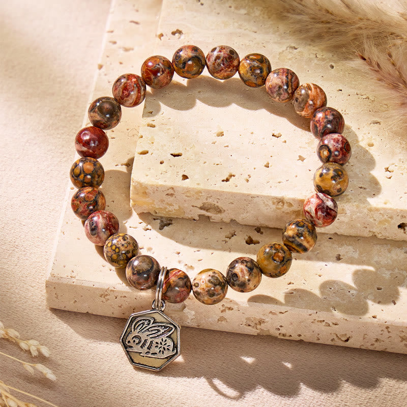 FuAttract Grounding & Protection Leopard Skin Jasper Chinese Zodiac Bracelet - image 1