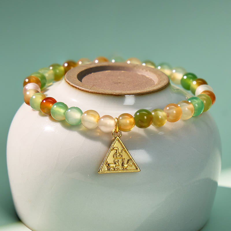 FuAttract Protection Insight & Balance Peacock Agate Chinese Zodiac Bracelet - image 3
