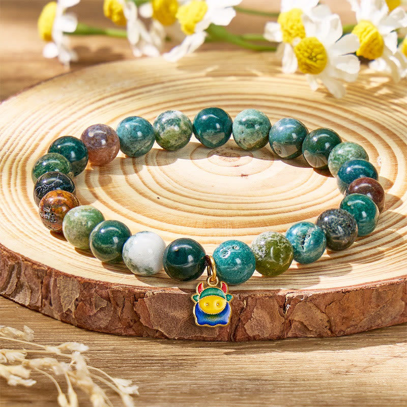 FuAttract Balance & Harmony Indian Agate Chinese Zodiac Silver Bracelet  - Ox - image 14