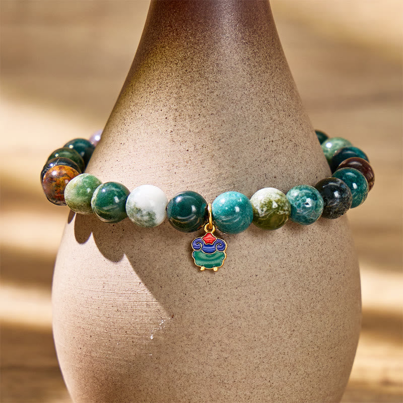 FuAttract Balance & Harmony Indian Agate Chinese Zodiac Silver Bracelet  - image 3