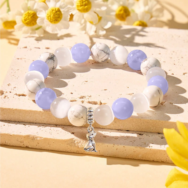 FuAttract Calm & Focus Blue Lace Agate White Turquoise Cat's Eye Chinese Zodiac Bracelet - Dog - image 30