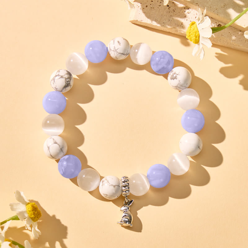 FuAttract Calm & Focus Blue Lace Agate White Turquoise Cat's Eye Chinese Zodiac Bracelet - image 1