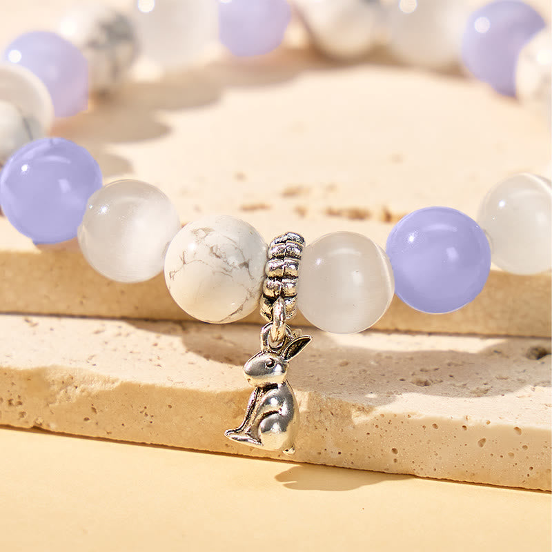 FuAttract Calm & Focus Blue Lace Agate White Turquoise Cat's Eye Chinese Zodiac Bracelet - image 6