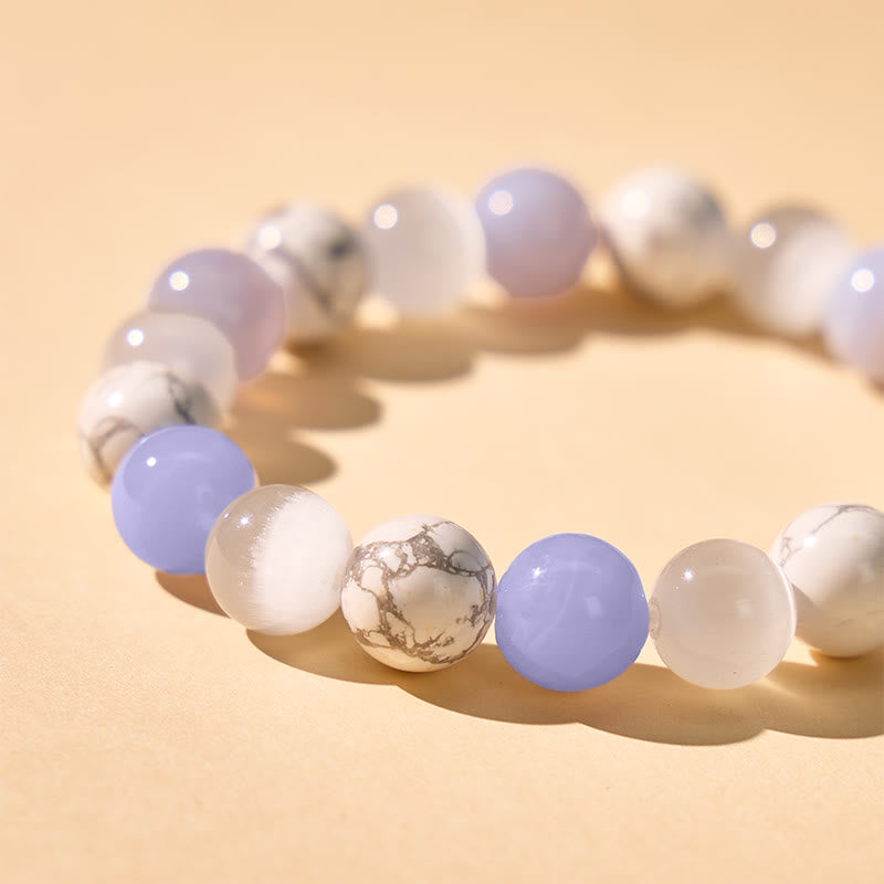FuAttract Calm & Focus Blue Lace Agate White Turquoise Cat's Eye Chinese Zodiac Bracelet - image 5