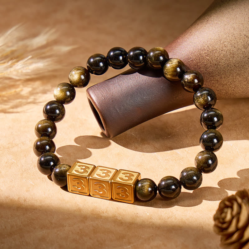 FuAttract Angel Numbers Bracelet — Destiny Guidance & Golden Obsidian Protection - image 3