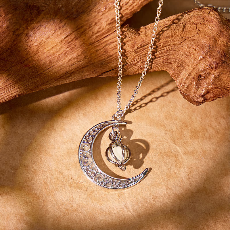 FuAttract Calm Energy Mindful Living & Inner Peace Crescent Moon Luminous Stone Necklace  - image 4