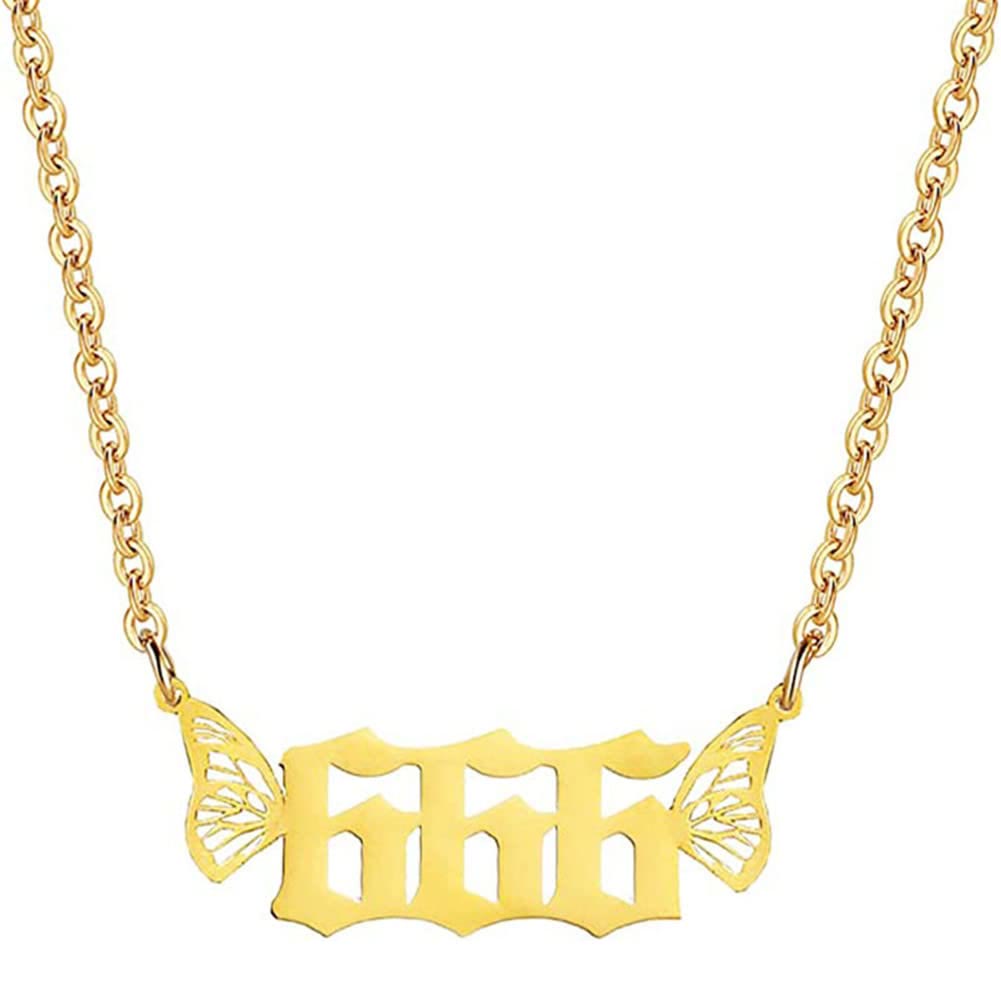 FuAttract Angel Number Titanium Steel Destiny Necklace for Life Guidance & Energy - Gold - 666 - image 15