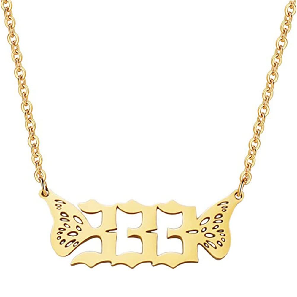 FuAttract Angel Number Titanium Steel Destiny Necklace for Life Guidance & Energy - Gold - 333 - image 12