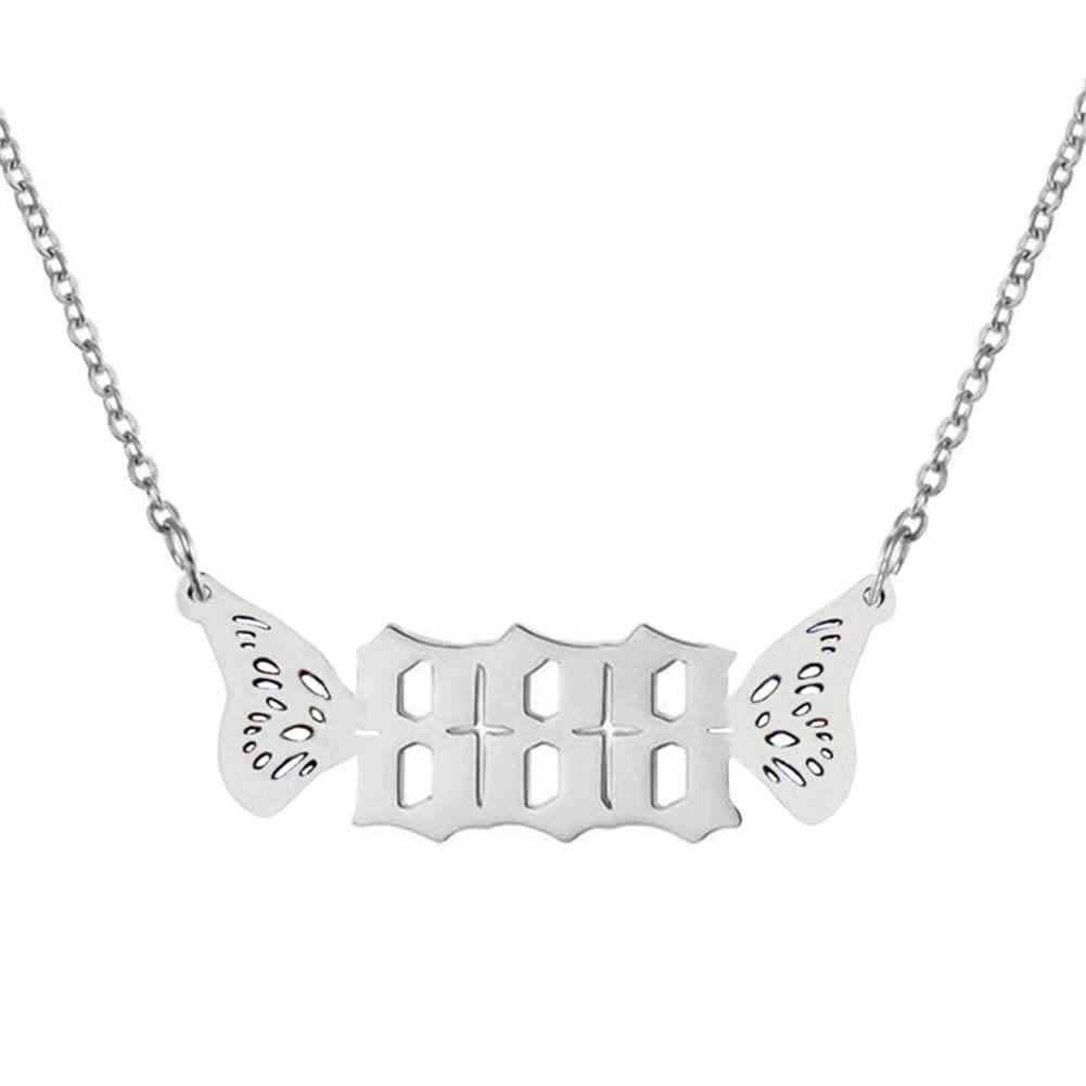 FuAttract Angel Number Titanium Steel Destiny Necklace for Life Guidance & Energy - Silver - 888 - image 26