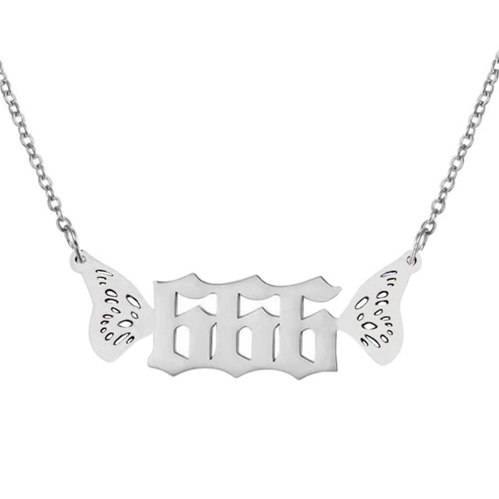 FuAttract Angel Number Titanium Steel Destiny Necklace for Life Guidance & Energy - Silver - 666 - image 25