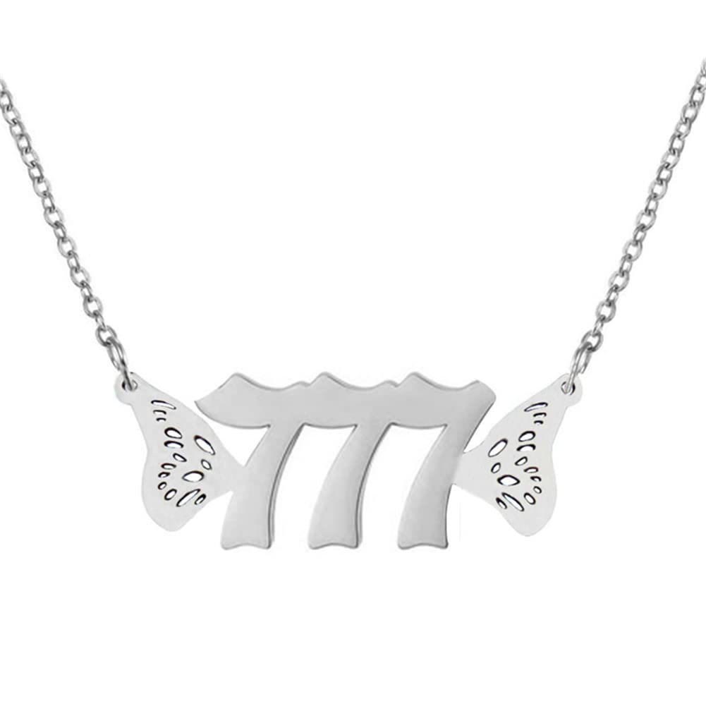 FuAttract Angel Number Titanium Steel Destiny Necklace for Life Guidance & Energy - Silver - 777 - image 18