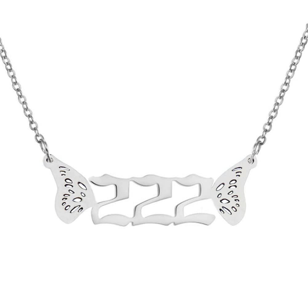 FuAttract Angel Number Titanium Steel Destiny Necklace for Life Guidance & Energy - Silver - 222 - image 21