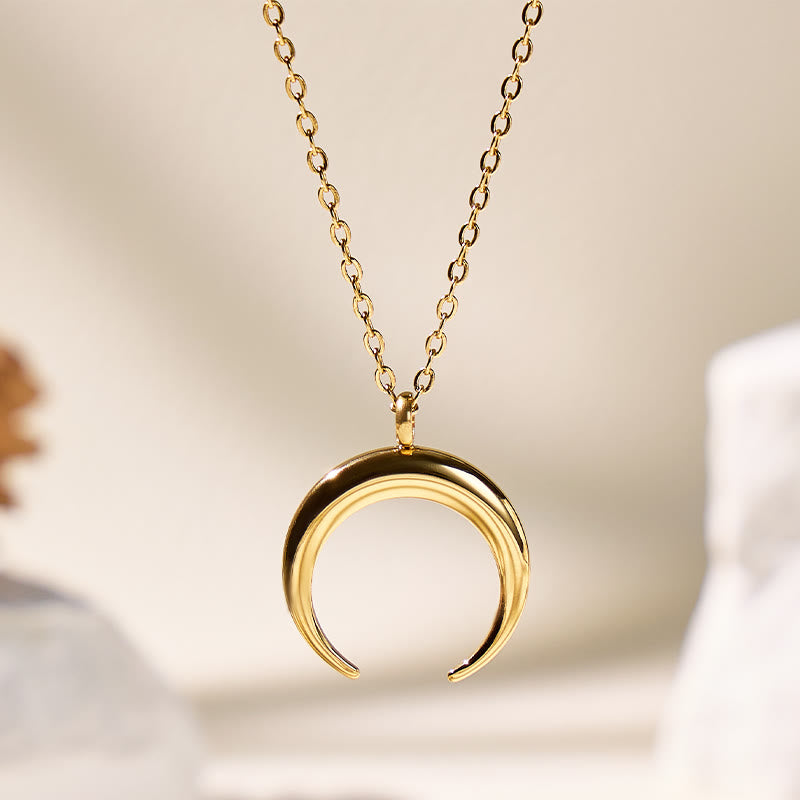 FuAttract Calm Energy Inner Balance Minimalist Crescent Moon Stainless Steel Necklace - Gold - image 0