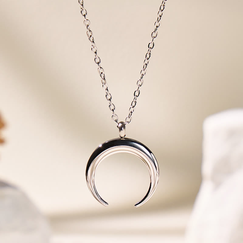FuAttract Calm Energy Inner Balance Minimalist Crescent Moon Stainless Steel Necklace - Silver - image 5