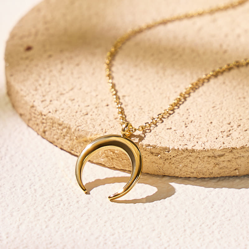 FuAttract Calm Energy Inner Balance Minimalist Crescent Moon Stainless Steel Necklace - image 2