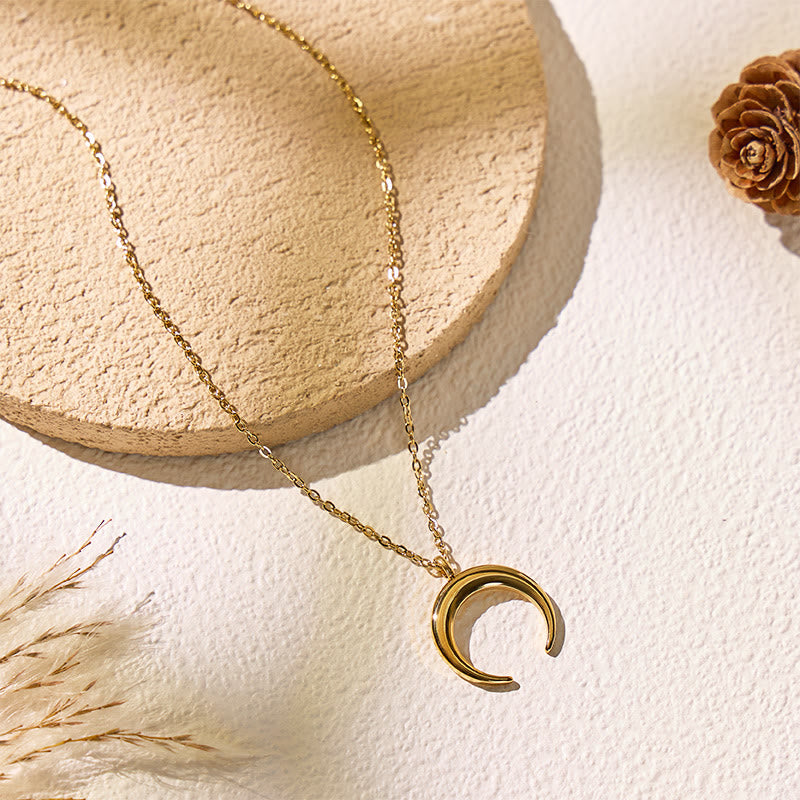 FuAttract Calm Energy Inner Balance Minimalist Crescent Moon Stainless Steel Necklace - image 4