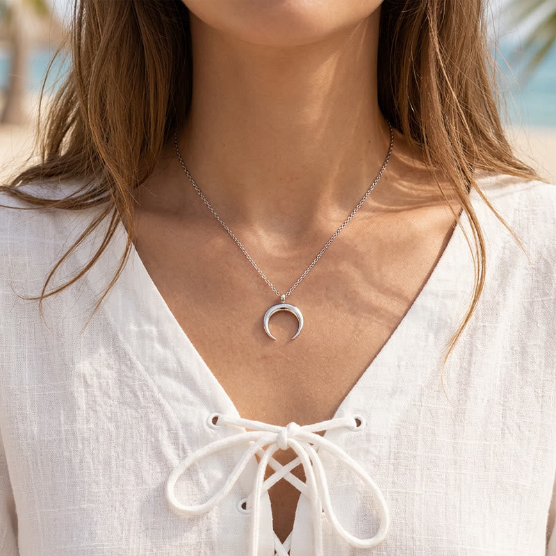 FuAttract Calm Energy Inner Balance Minimalist Crescent Moon Stainless Steel Necklace - image 6