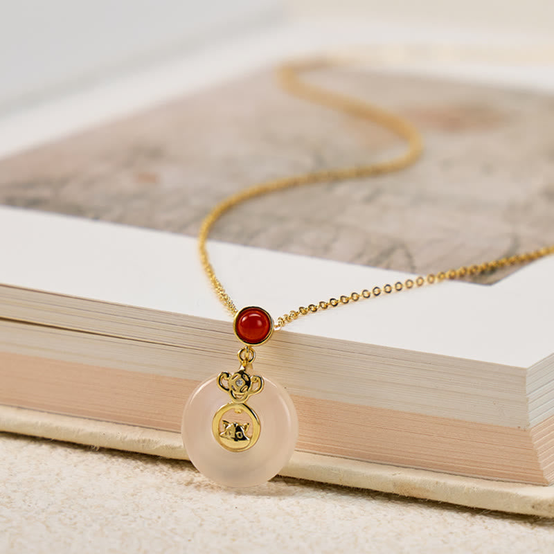 FuAttract Protection Luck Balance Chinese Zodiac S999 Silver Red Agate Necklace  - image 1