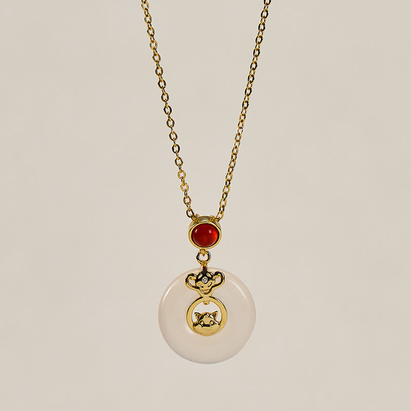 FuAttract Protection Luck Balance Chinese Zodiac S999 Silver Red Agate Necklace  - image 2