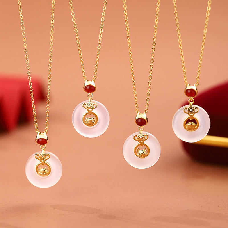 FuAttract Protection Luck Balance Chinese Zodiac S999 Silver Red Agate Necklace  - image 4